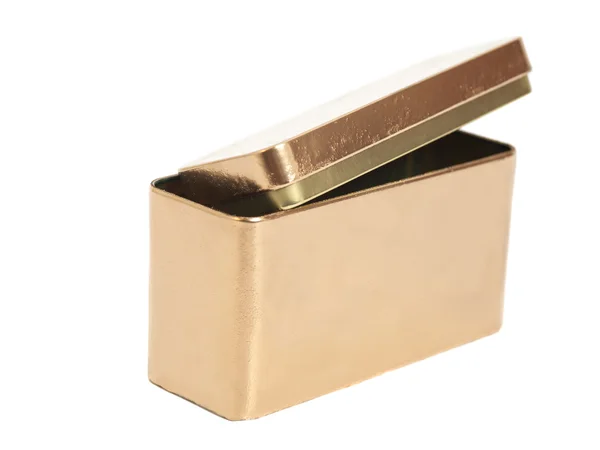 Gouden metalen doos geïsoleerd — Stockfoto