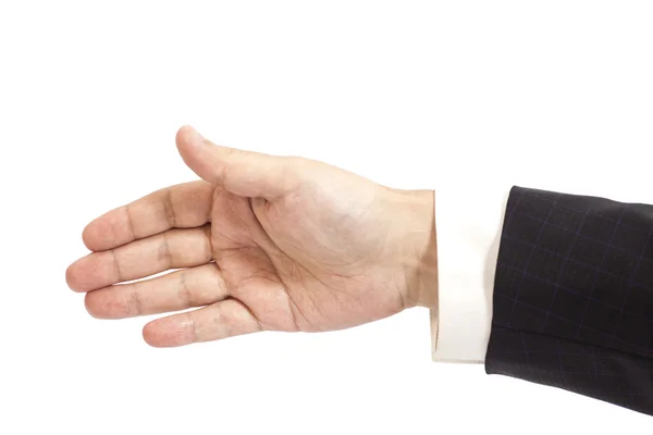 Empresário gesto vazio mão isolada no fundo branco — Fotografia de Stock