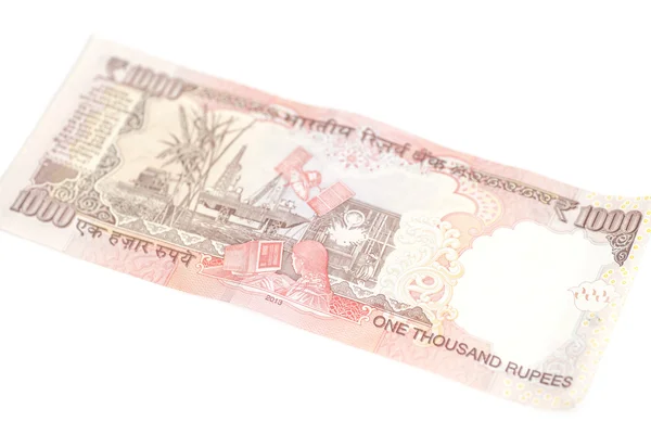 One thousand rupee note (Indian Currency) isolated on a white ba — Stock Photo, Image