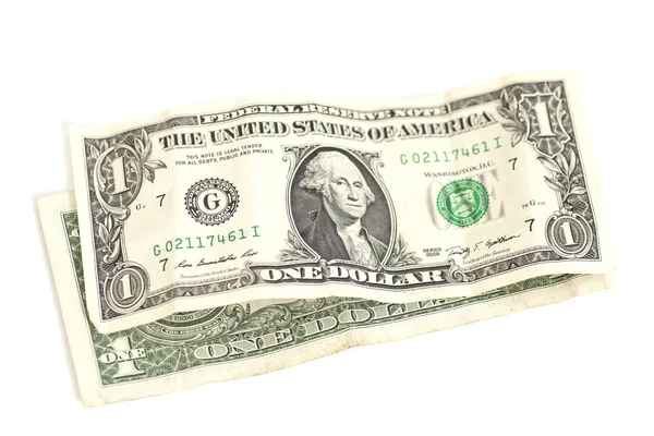 Een dollar biljetten geïsoleerd — Stockfoto