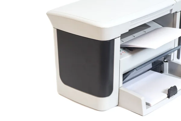 Impresora y papel aislados sobre fondo blanco — Foto de Stock