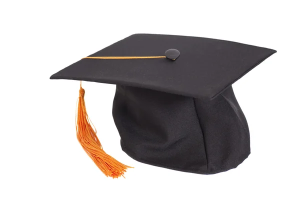 Sombrero de graduación aislado en blanco — Foto de Stock