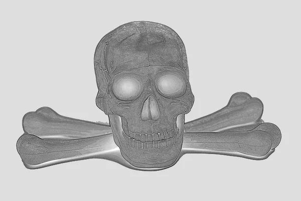 Menselijke schedel met de gekruiste beenderen — Stockfoto