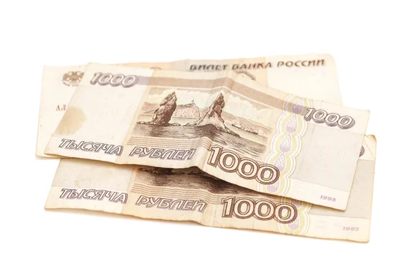 Ryska pengar. Ett tusen rubel på vit bakgrund — Stockfoto