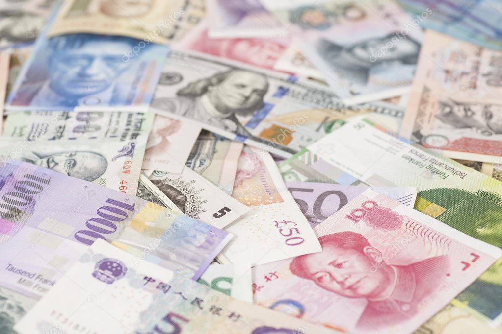International currencies background of different countries money