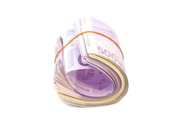 Lastik izole bant altında beş yüzüncü banknotlar