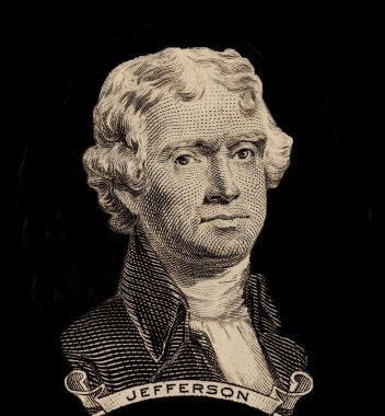 Portrait of first U.S. president Thomas Jefferson clipart