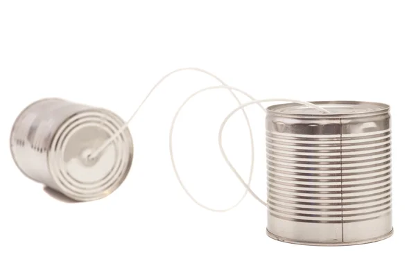 Tin can phone.communication concept — Stock Photo, Image