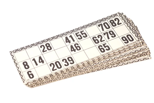 Orosz lotto (bingo játék) elszigetelt fehér háttér mintázata kártyák — Stock Fotó