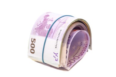 Lastik bant altında beş yüzüncü euro banknot