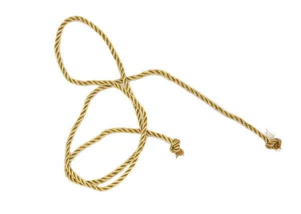 白い背景に孤立した黄金のロープ — ストック写真