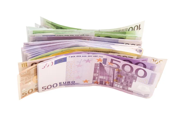 Eurobankovky izolované na bílém pozadí — Stock fotografie