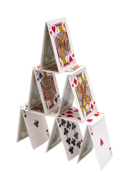 House of cards on white isolated — Stock Photo, Image