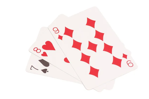 Jogar cartas isoladas no branco — Fotografia de Stock