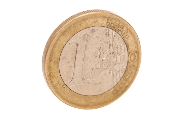Одна монета евро изолирована на белом — стоковое фото