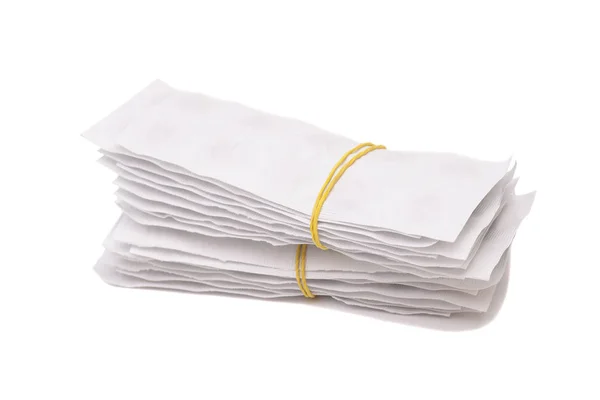 Paquetes de papel de píldoras sobre fondo blanco — Foto de Stock