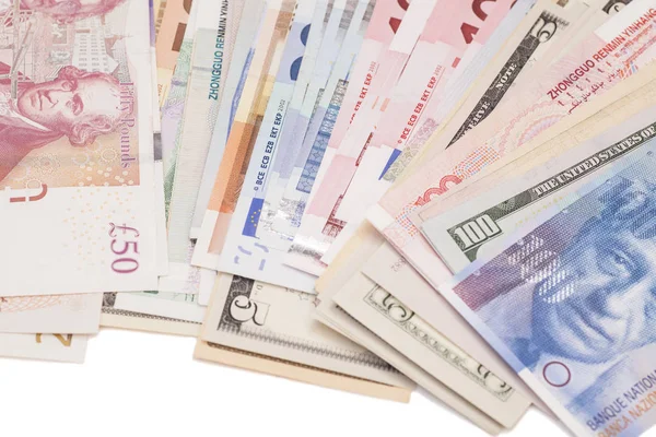 Mezinárodní měny bankovek z různých zemí — Stock fotografie