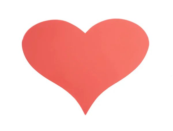 Rood papier Valentines Day hart geïsoleerd op witte achtergrond — Stockfoto