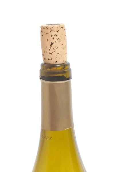 Vin flaska med kork isolerad på vit — Stockfoto