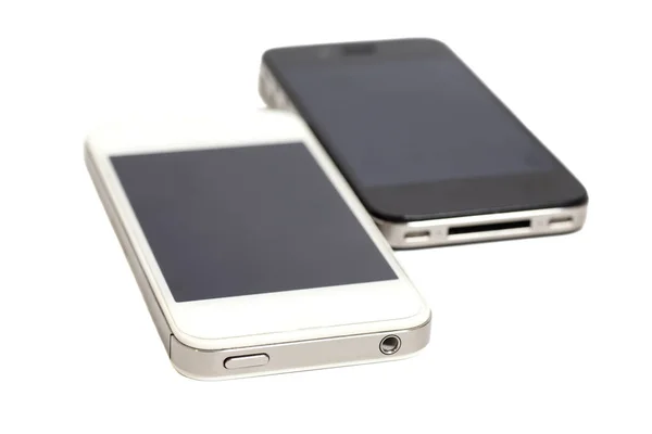 Black and white smartphones isolated on white background — Stock Photo, Image