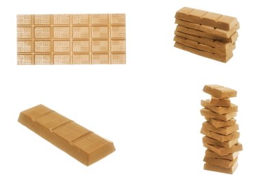 sütlü çikolata bar üzerinde izole beyaz arka plan belirleme 