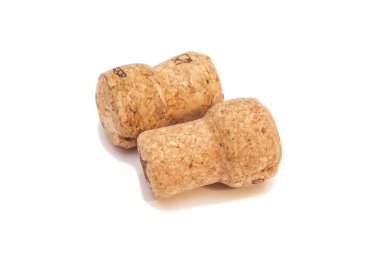 şarap mantarlar üzerine beyaz izole 