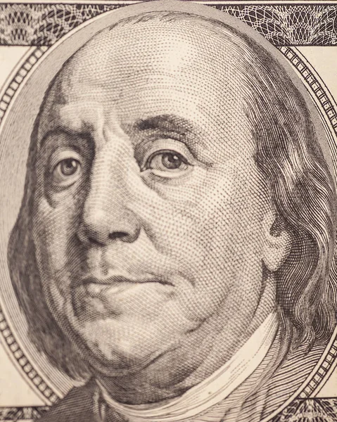 Benjamin Franklin portrait from a $100 bill — Stock Photo, Image