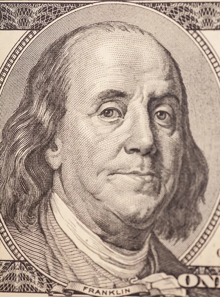 Benjamin Franklin retrato de uma nota de US $100 Fotografias De Stock Royalty-Free