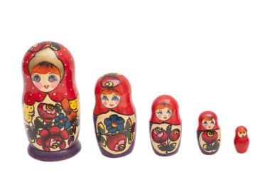matrioshka bebek beyaz izole kümesi 