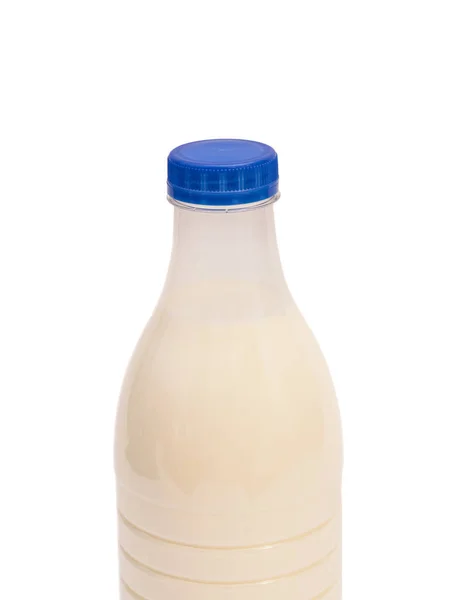 Botella de plástico de leche aislada sobre fondo blanco — Foto de Stock