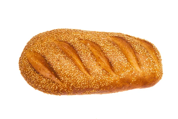 Άσπρο ψωμί με σουσάμι σε λευκό — Φωτογραφία Αρχείου