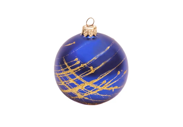 Modré vánoční míč izolované na bílém pozadí — Stock fotografie
