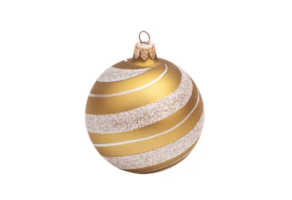 Bola de Natal dourada com brilho no fundo branco — Fotografia de Stock