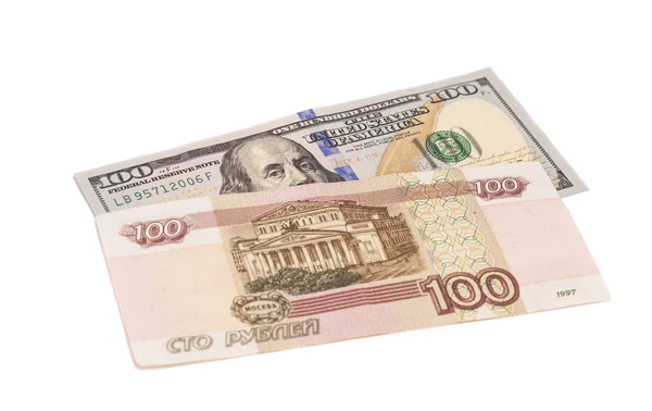 Dollars and the Russian rubles — Stock Photo, Image