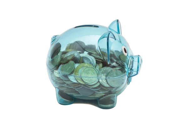 Savings in piggy bank isolated on white background — Stock Photo, Image