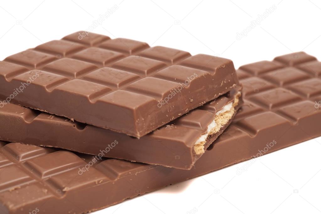 Chocolate bars isolated on white
