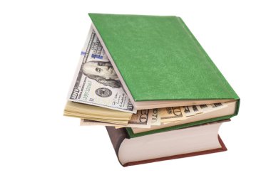 Dolar üzerinde beyaz izole kitap