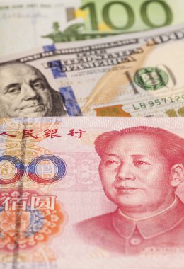 Amerikan Doları, euro Avrupa ve Çin yuan faturaları 