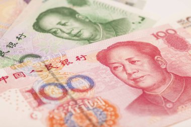 Çin para yuan banknot yakın çekim 