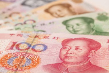 Çin para yuan banknot yakın çekim 