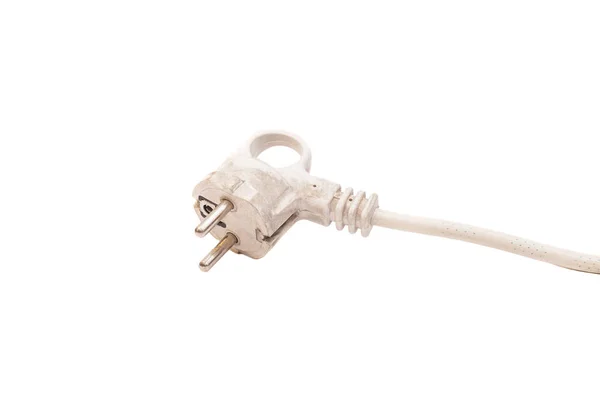Fehér elektromos dugó kábel elszigetelt fehér background — Stock Fotó