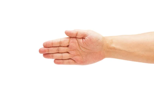 Man χέρι σημάδι απομονώνονται σε λευκό φόντο — Φωτογραφία Αρχείου