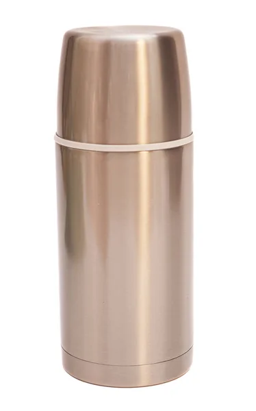 Stalen thermos geïsoleerd op witte achtergrond — Stockfoto