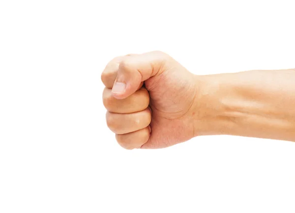 Hand with clenched a fist, isolated on a white background — Stock Photo, Image