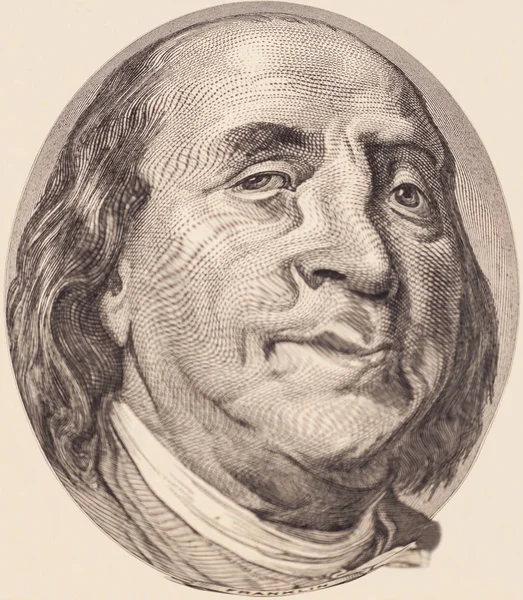 Portret van de Amerikaanse president Benjamin Franklin — Stockfoto