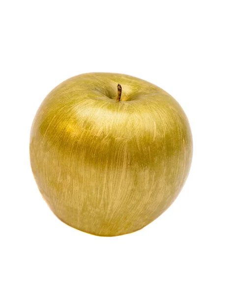 Złote jabłko odizolowane na białym tle — Zdjęcie stockowe