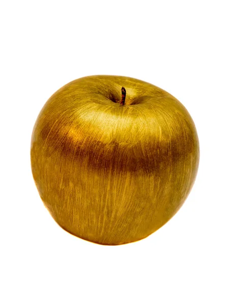 Goldener Apfel isoliert auf weißem Hintergrund — Stockfoto