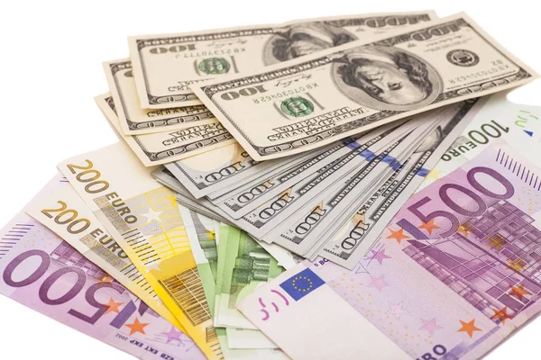 Dólar y euro dinero — Foto de Stock