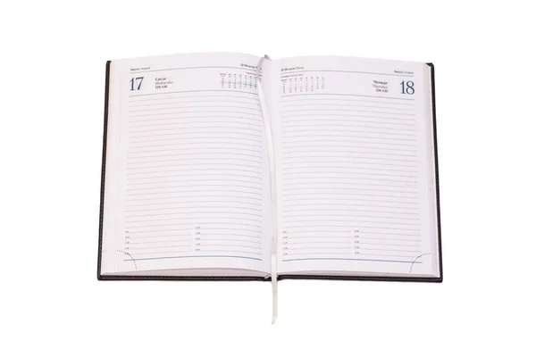 Otwarty notatnik odizolowany na białym — Zdjęcie stockowe