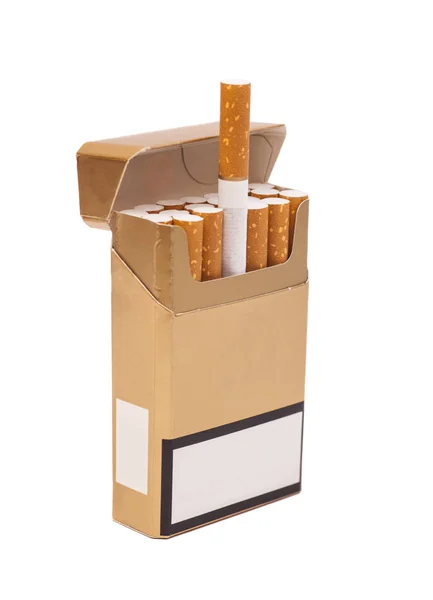 Boîte de cigarettes, isolée sur un blanc — Photo